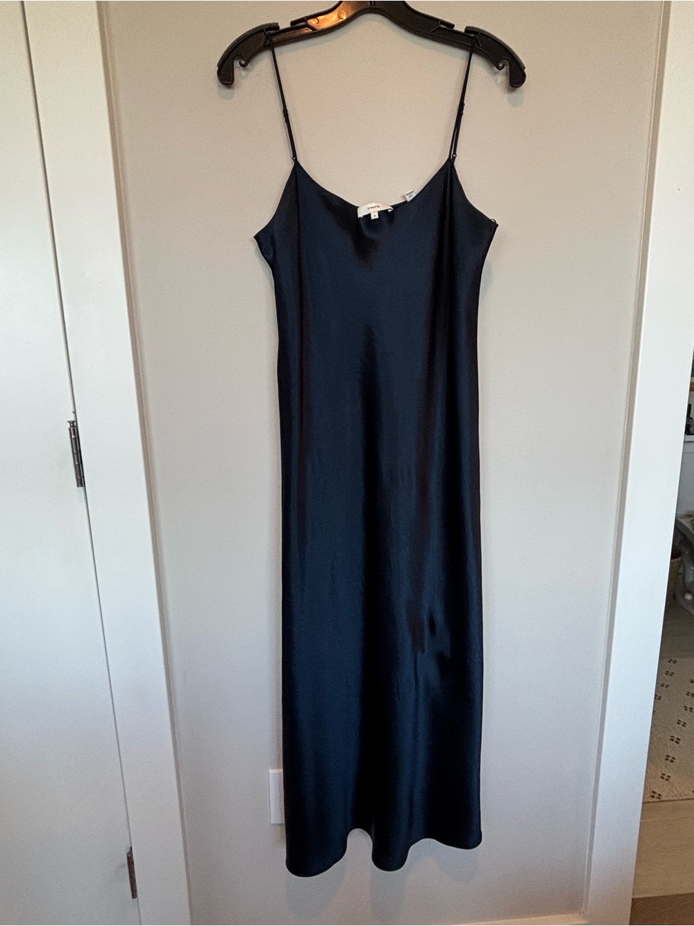 Vince Navy Satin Maxi Slip Dress